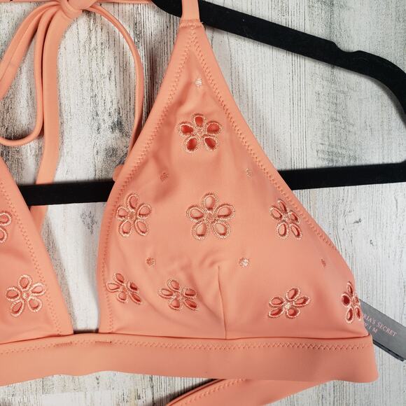 NWT Victoria's Secret Lip Smacker Coral Essential Halter Bikini Top Size Large - Picture 3 of 15
